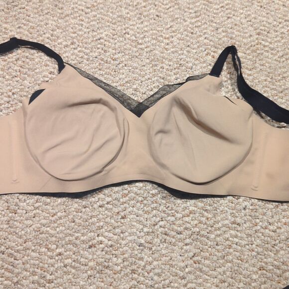 Honeylove Crossover Bra Medium Black Nude Mesh Panel Wireless Supportive - Picture 4 of 6